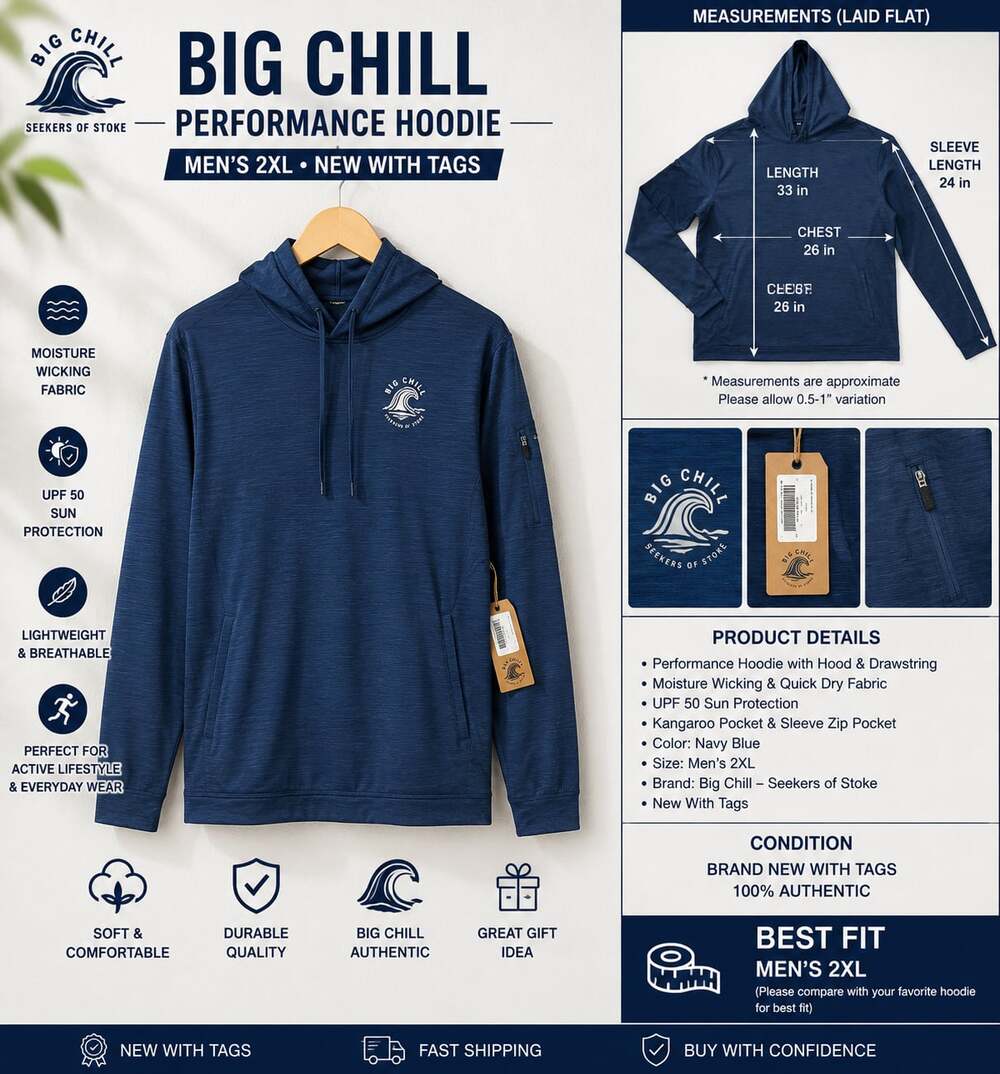 Big Chill Seekers of Stoke UPF 50 Long Sleeve Performance Hoodie